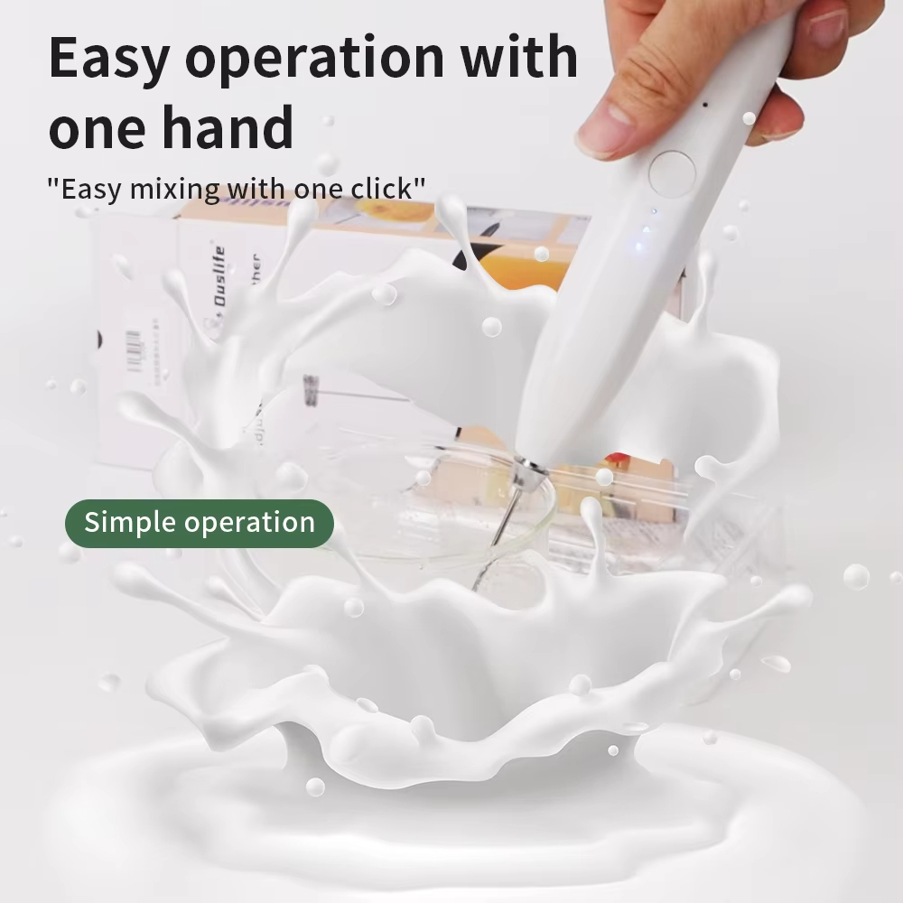 Portable Blender Usb Rechargeable - Electric Milk Frother, 3-Speed Kitchen Supplies,
